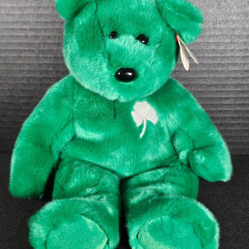 Retired Ty Beanie, Buddy Erin The Bear 1997. Emerald Green Bear 14" Long